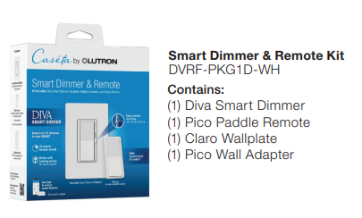 Pico Paddle Remote and Diva Smart Dimmer Kit, Trilingual | DVRF-PKG1D-WH