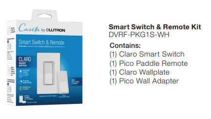 Pico Paddle Remote and Claro Smart Switch Kit, Trilingual | DVRF-PKG1S-WH
