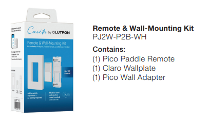 Pico Paddle Smart Remote Wall Mounting Kit, White, Trilingual | PJ2W-P2B-WH