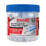 S45-1500P | ProSeries® Cat5e Unshielded Pass-Through RJ45 Modular Plugs 100pc/jar