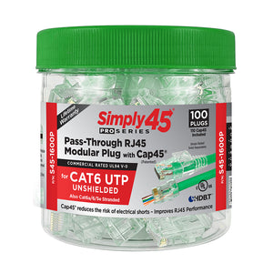 S45-1600P | ProSeries® Cat6 Unshielded Pass-Through RJ45 Modular Plugs 100pc/jar