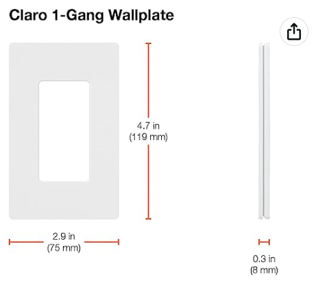 Claro 1-Gang Wallplate (White) | CW-1-WH