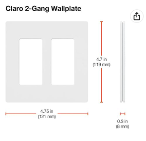 Claro 2-Gang Wallplate (White) | CW-2-WH