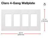 Claro 4-Gang Wallplate (White) | CW-4-WH