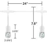 Enbrighten Classic LED Cafe Lights, 24ft, 12 Acrylic Bulbs, White Cord