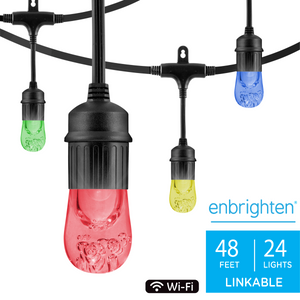Enbrighten Seasons Wi-Fi LED Classic Café Lights, 24 Bulbs, 48ft