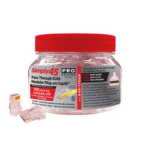ProSeries Pass Through Red Tint, Hi/Lo Stagger - Cat6/6a UTP with Cap45™ - 100pc Jar
